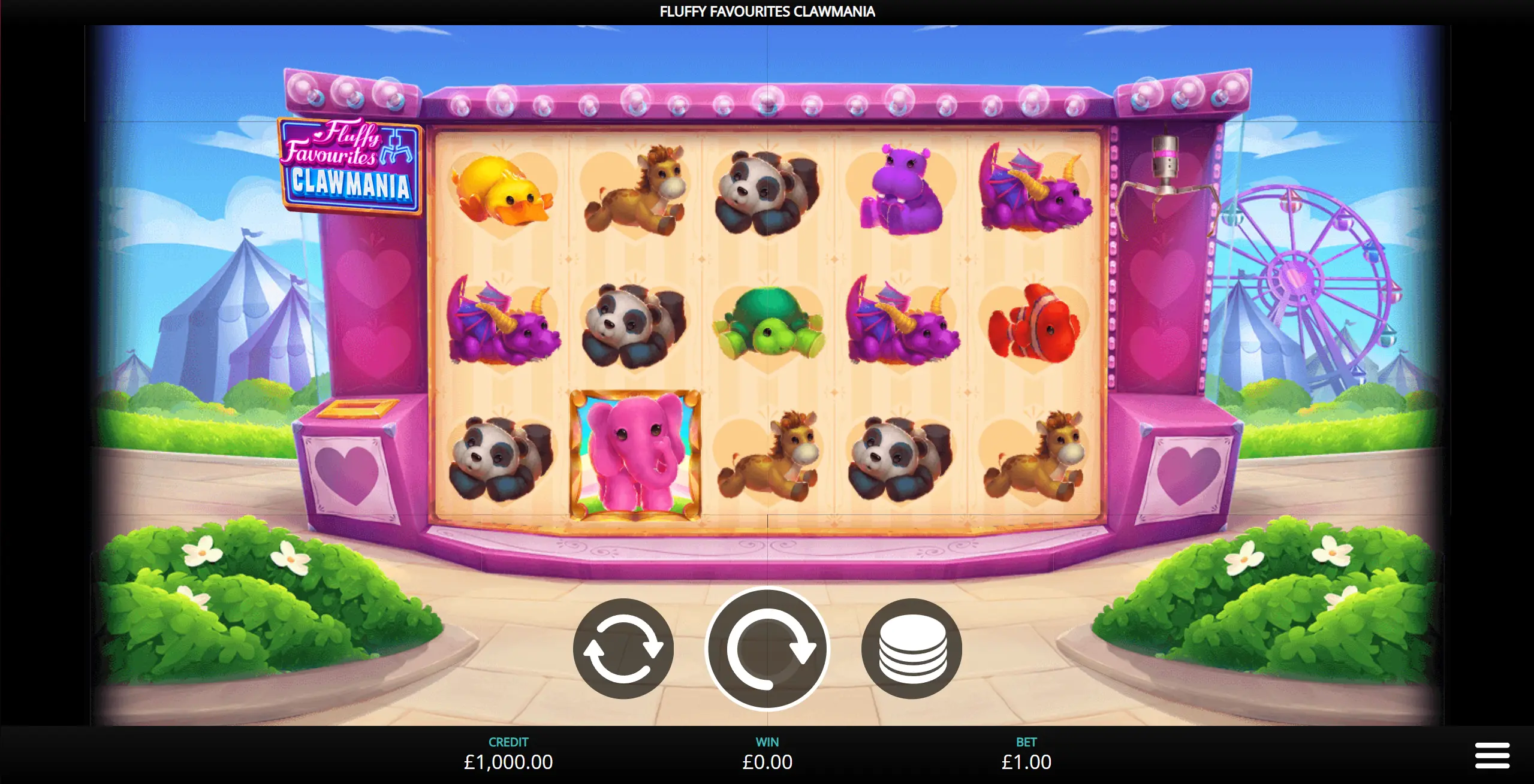 Fluffy Favorites Clawmania slot reels