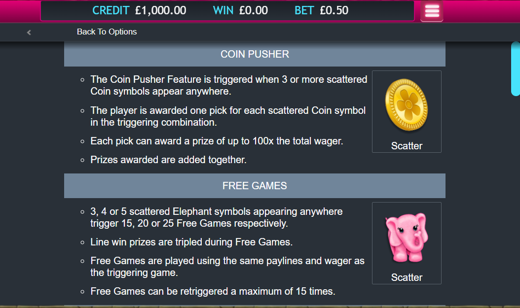 Fluffy Too Coin Pusher and Free Games rules