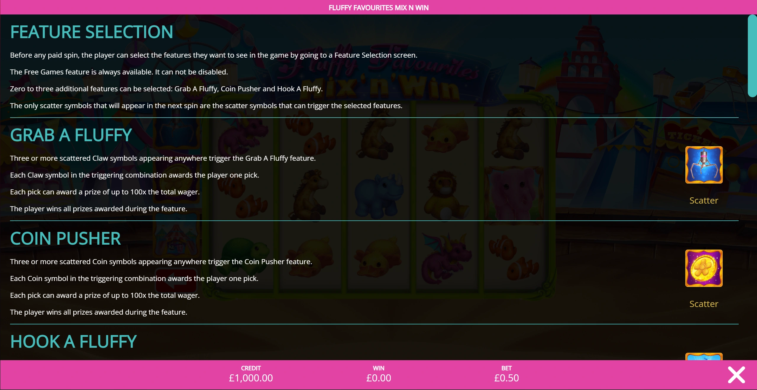 Mix N Win feature rules
